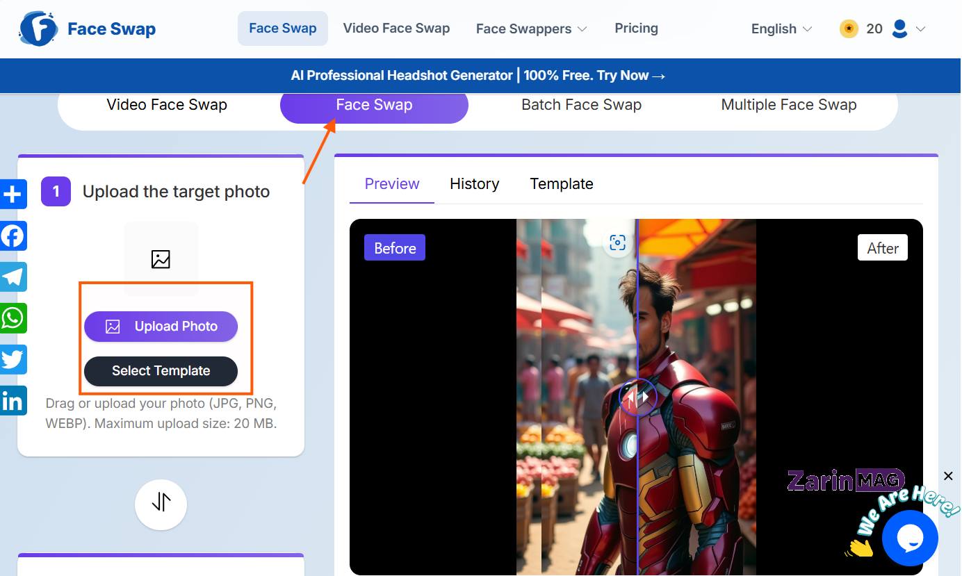 هوش مصنوعی تغییر چهره؛ معرفی بهترین ابزارهای تعویض چهره با AI 3 دکمه Start Swapping