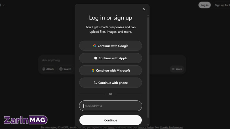 آموزش ثبت نام در ChatGPT (راهنمای کامل ساخت اکانت + حل خطاها) 3 ثبت نام با ایمیل یا Google