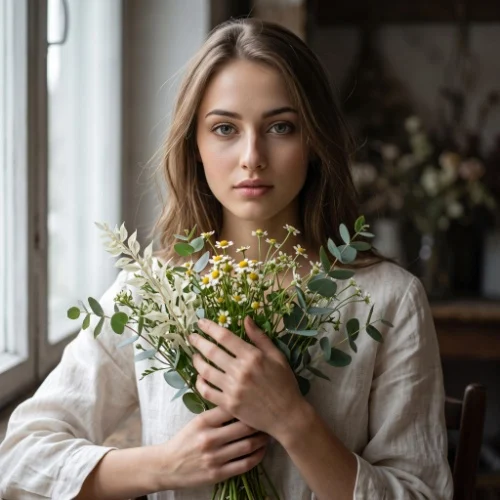 لیست ۴۰ بهترین پرامپت عکس دخترانه + طبیعی و خفن برای پروفایل 19 عکس دخترانه با دسته گل